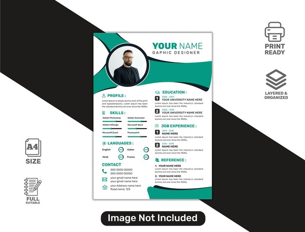 Vector clean and modern resume portfolio or cv template