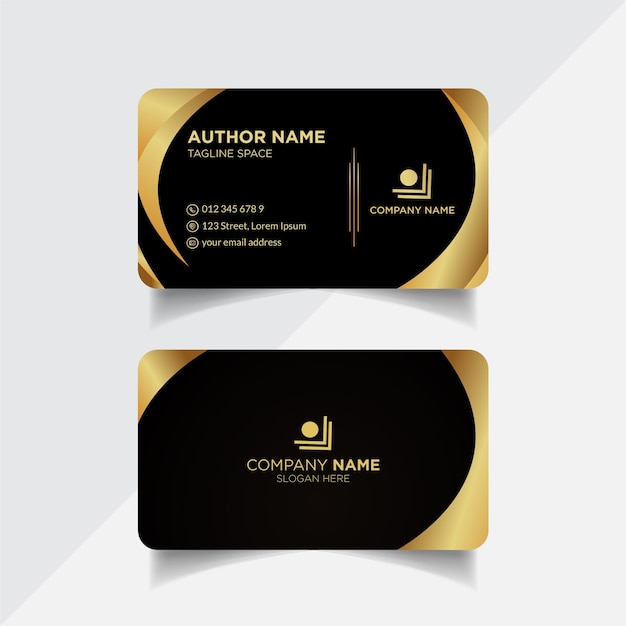 Vector clean style black and golden color business card template or visiting card design