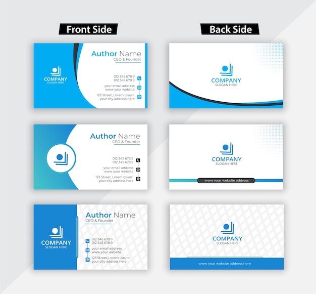 Vector clean style blue color business card design bundle