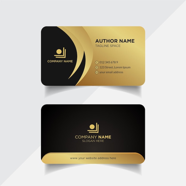 Vector clean style golden color business card template or visiting card design