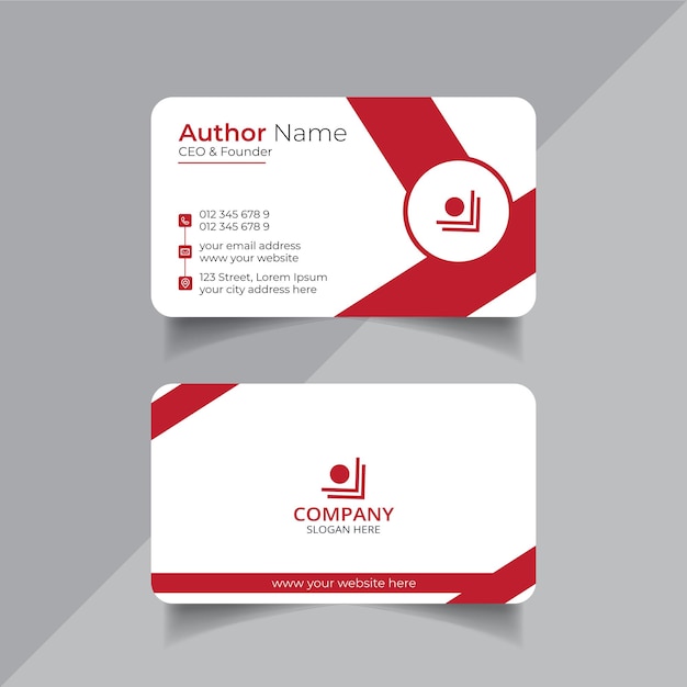 Vector clean style red color business card template or visiting card design