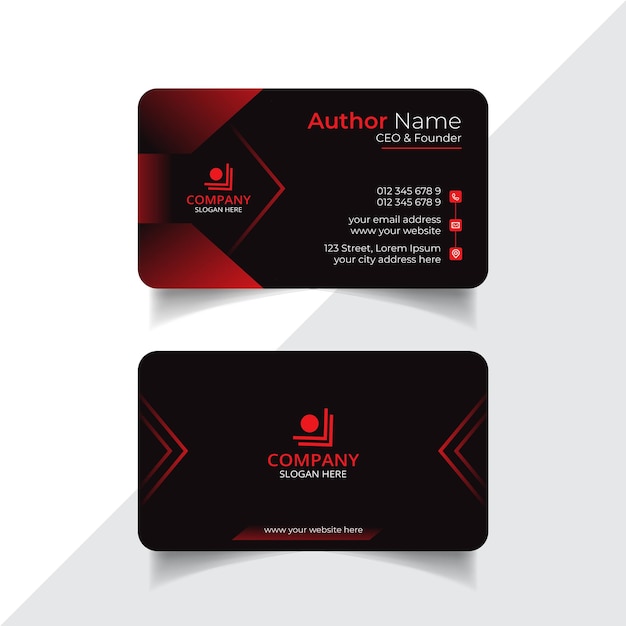 Vector clean style red color business card template or visiting card design