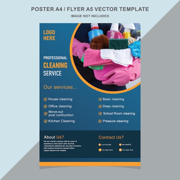 Vector cleaning service social media A4 poster or web banner design template premium vector