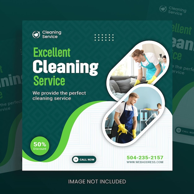 Vector cleaning service square flyer social media post and instagram banner design template