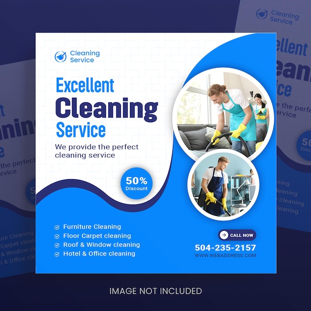 Vector vector cleaning service square flyer social media post and instagram banner design template