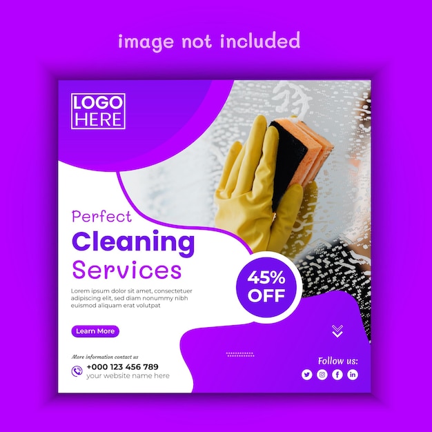 Vector cleaning service square social media post template premium