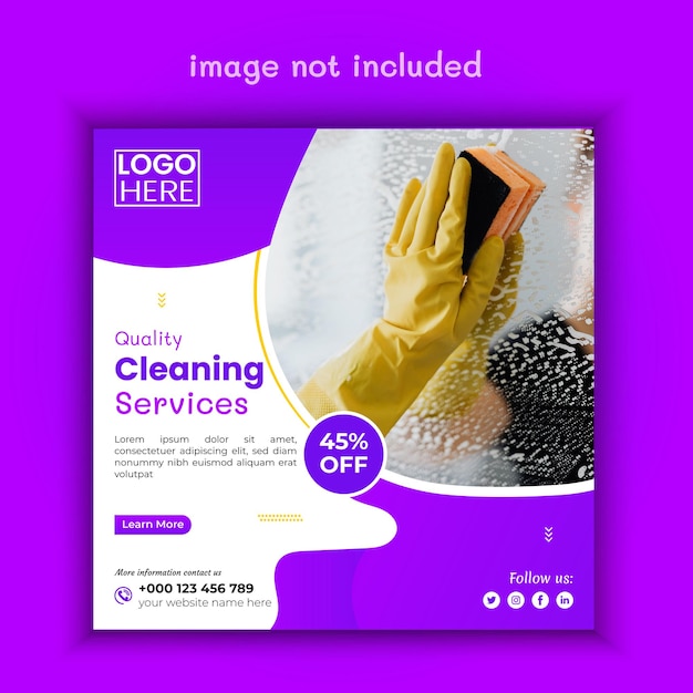 Vector cleaning service square social media post template premium