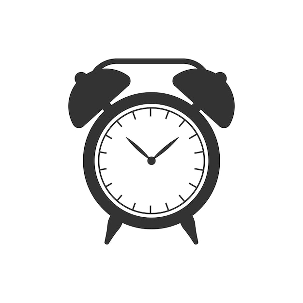 Vector clock alarm clock icon isolated on white Black alarm clock illustration