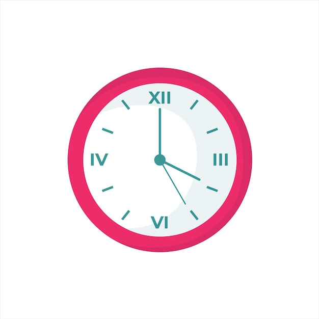 Vector clock and time flat vector illustration