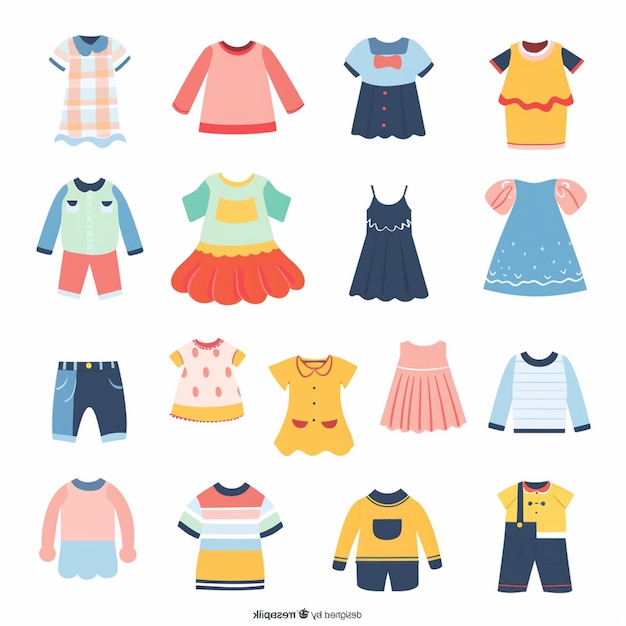 ベクター服装セット イラスト 服装 ファッション アイソレート 服装 帽子 ドレス シャツ アイコン アッパー