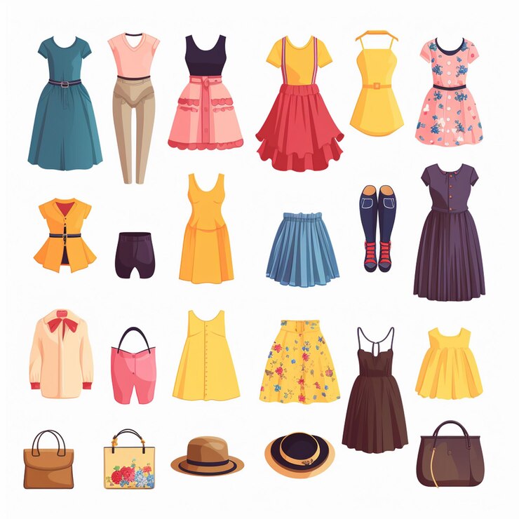 Vector vector clothing fashion illustration isolated garment clothes set apparel wear design dre