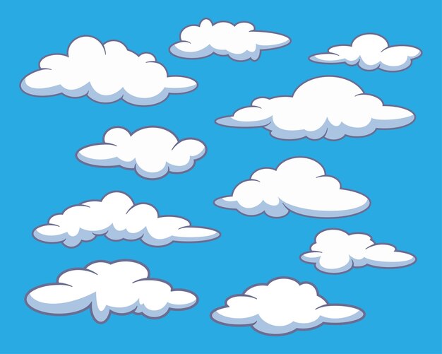 Векторные облака каракули коллекция рисованной набор