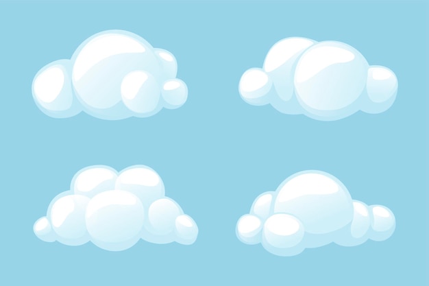 Вектор Векторные облака устанавливают изолированную иконку мультяшных облаков