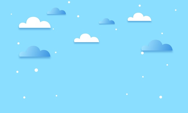 Vector cloudy blue background pastel paper cut style vector