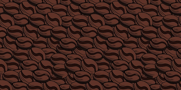 벡터 커피 콩 원활한 패턴 템플릿 갈색 커피 배경 그려진된 그림