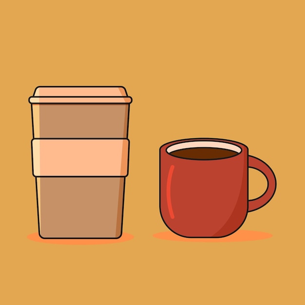 Vector coffee cup and plastic mug