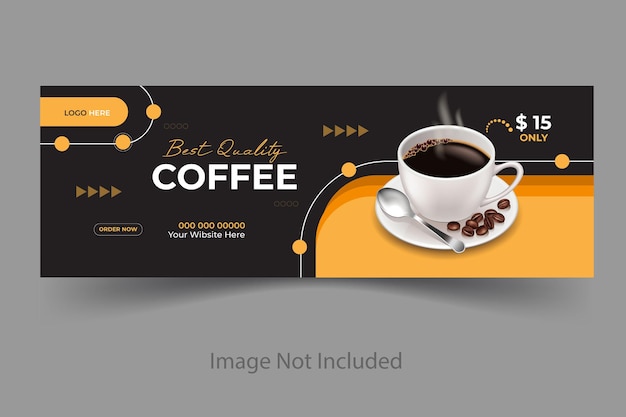 Vector coffee shop drink menu Facebook cover post banner template