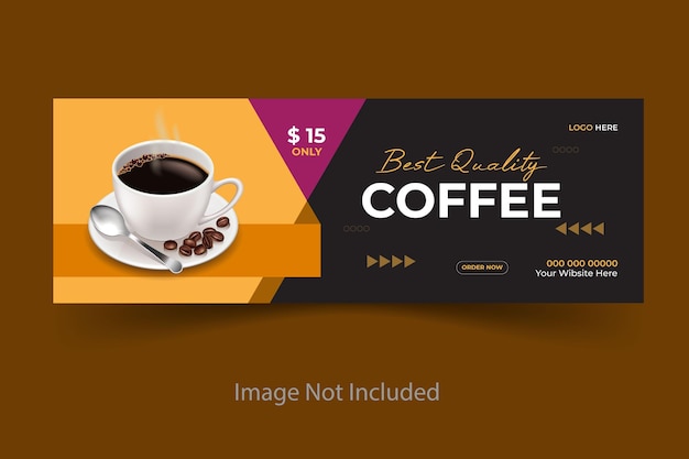 Vector coffee shop drink menu Facebook cover post banner template