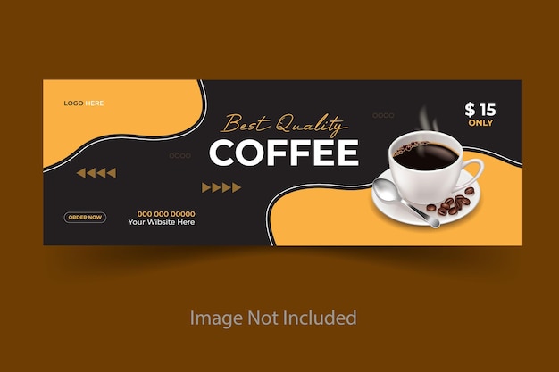 Vector coffee shop drink menu Facebook cover post banner template