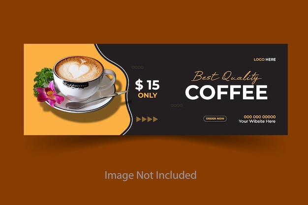 Vector coffee shop drink menu Facebook cover post banner template