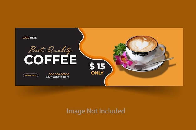 Vector coffee shop drink menu Facebook cover post banner template
