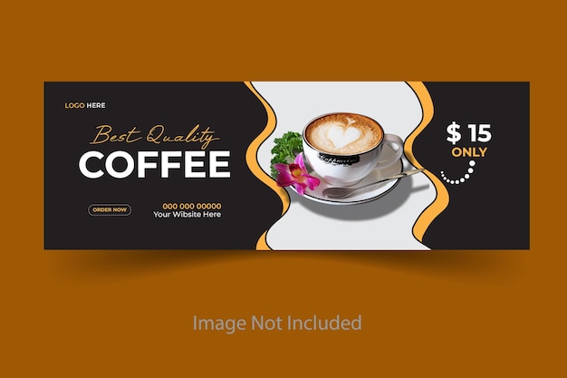 Vector coffee shop drink menu Facebook cover post banner template
