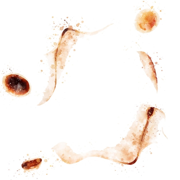 Vector coffee stains on white background