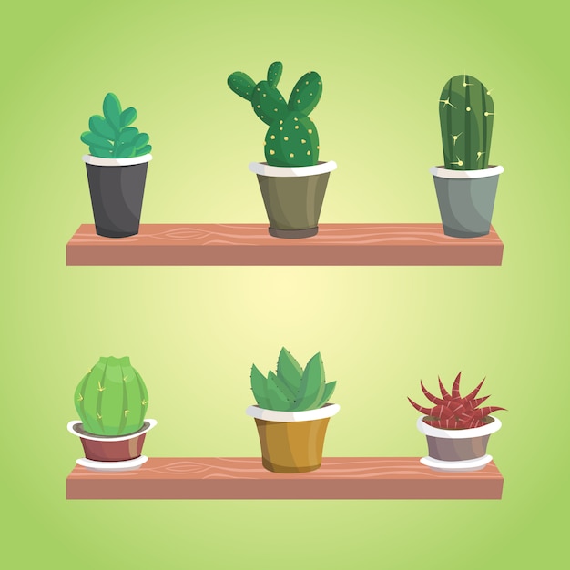 Vector collectie van cactus. schattige geïsoleerde cactussen.
