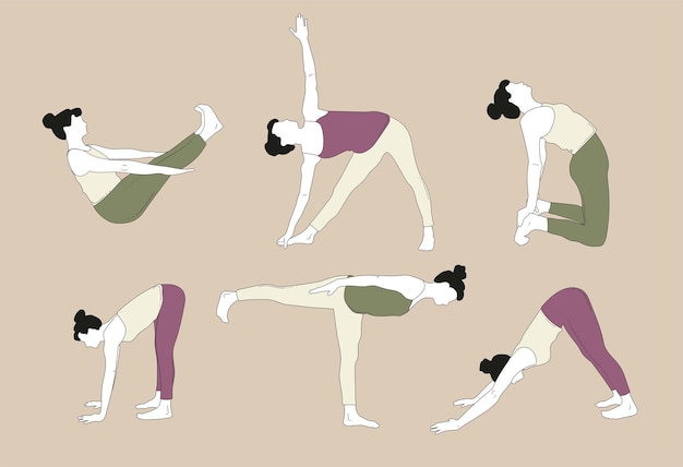 Vector vector collectie van vrouwen die yoga poses uitvoeren