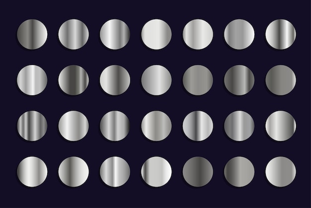 Vector collectie van zilver metallic verlopen chrome gradiënt set