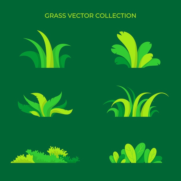 Vector collection of assorted green grass