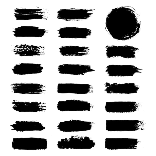 Vector collection of black paintbrushesink brush strokeline on white background