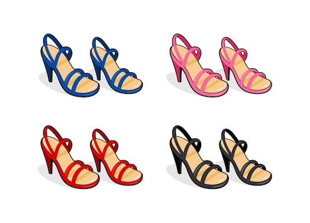 vector collection color of female shoes