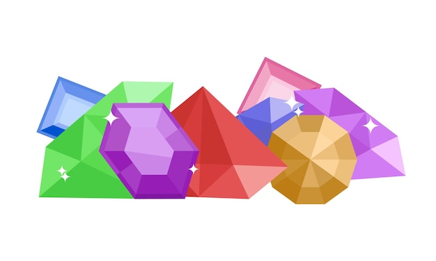 Vector collection of colorful gemstones