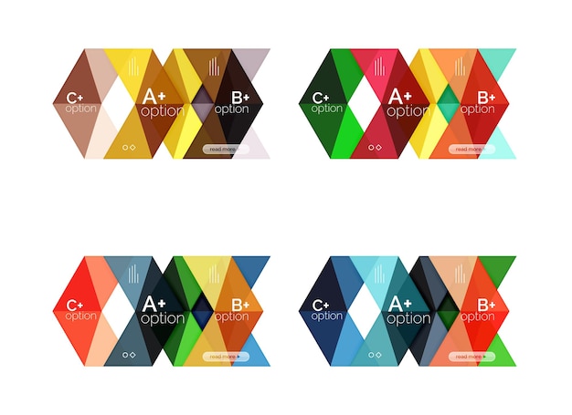 Vector collection of colorful geometric shape infographic banners Backgrounds for workflow layout diagram number options or web design