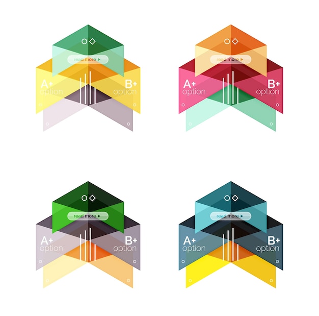 Vector collection of colorful geometric shape infographic banners backgrounds for workflow layout diagram number options or web design