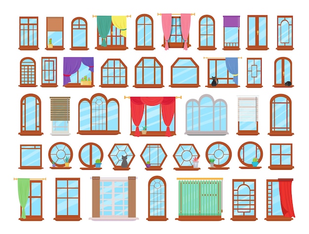 Vector vector collection of colorful windows