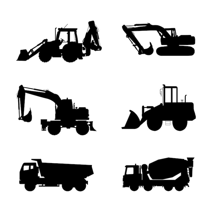 Vector a vector collection of construction vehicles silhouettes