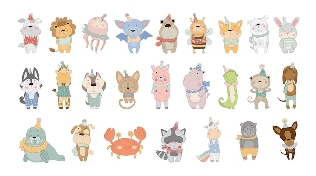 Vector collection of cute cartoon animals