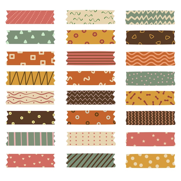 Vector Collection of Cute Patterned Washi Tape Strips