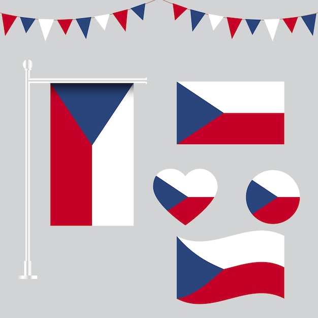 векторная коллекция эмблем и значков флага Чехословакии различной формы