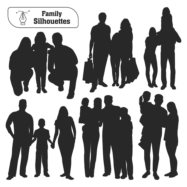 Vector collection of family silhouettes