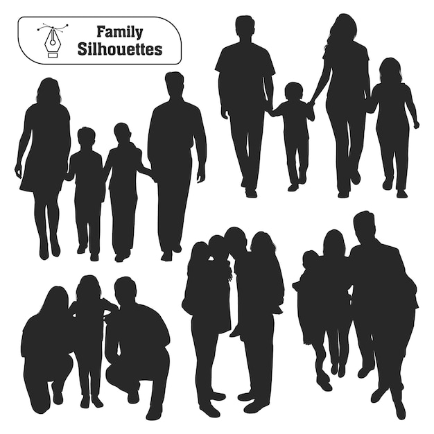 Vector collection of family silhouettes