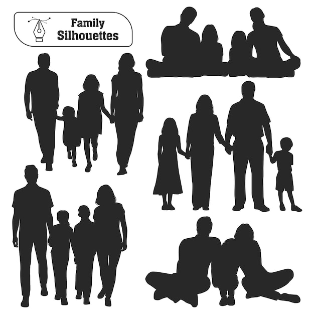 Vector vector collection of family silhouettes