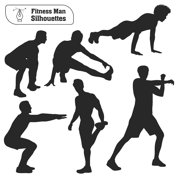 Vector collection of Fitness man silhouettes