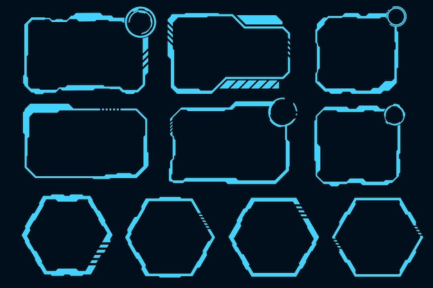 ベクトル コレクション未来的なフレーム HUD 技術サイバー パンク デザイン要素技術ハイテク要素