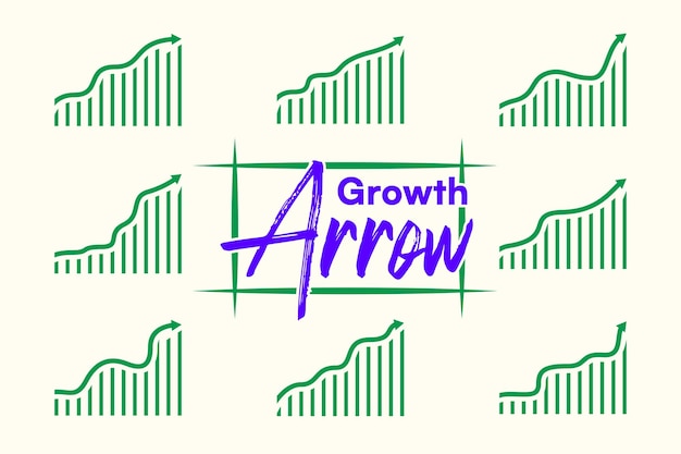 Vector vector collection of growth arrows with line graph chart for trending and growing startup business