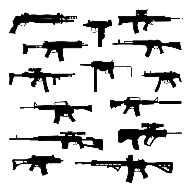 銃のシルエットのベクトルコレクション