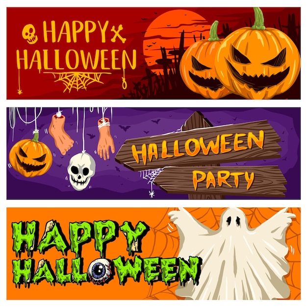 Vector collection of halloween party banner