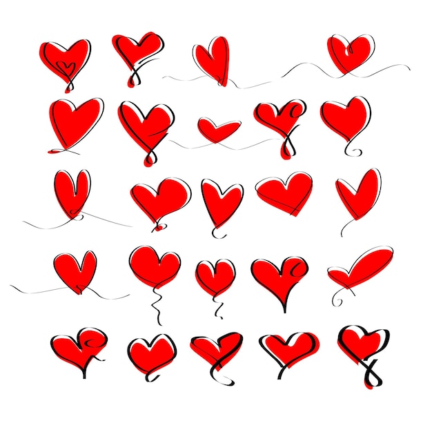 Векторная коллекция сердец, валентинки, символы любви.
